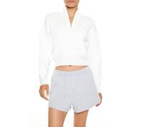 Forever 21 Women's Cropped Half-Zip Pullover Sweaters, White, S