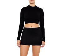 Forever 21 Women's Cropped Mock Neck Sweater, Black, Small