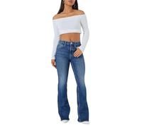 Forever 21 Women's Curvy High-Rise Flare Jeans, Medium Denim, 26