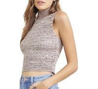 Forever 21 Women's Marled Mock Neck Sweater-Knit Top, Brown, L