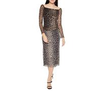 Forever 21 Women's Mesh Leopard Midi Skirt, Brown, M