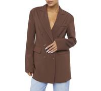 Forever 21 Women's Notched Double-Breasted Blazer, Chocolate, S
