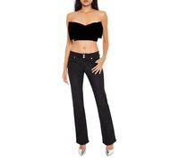 Forever 21 Women's Sequin Low-Rise Bootcut Jeans, Black, 26