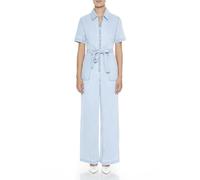 Forever 21 Women's Zip-up Tie-Front Jumpsuit Dress, Light Denim, M