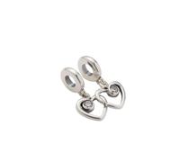 Pandora Dangle Moments Hearts Sterling Silver Splittable with Clear Cubic Zirconia