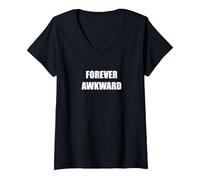 Forever Awkward V-Neck T-Shirt, Women, Black, XL