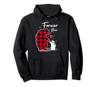 Forever Bear Christmas Pajama Woman Red Buffalo Plaid Pullover Hoodie