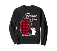 Forever Bear Christmas Pajama Woman Red Buffalo Plaid Sweatshirt