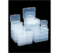 Forever bene 28-Piece Storage Boxes Set, Clear Plastic Boxes with Lid, Stackable Small Storage Box for Craft Supplies, Jewellery, Nail Art, Board Game Figures, Screws Organisation