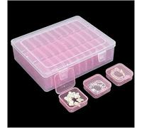 Forever bene 31 Piece Pink Plastic Storage Box Organiser, Large Outer Case with 30 Removable Inner Containers, Stackable Sorting System for Beads, Jewellery, DIY Crafts & Hardware,Rhinestone