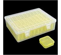 Forever bene 31 Piece Yellow Plastic Storage Box Organiser, Large Outer Case with 30 Removable Inner Containers, Stackable Sorting System for Beads, Jewellery, DIY Crafts & Hardware,Rhinestone