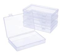 Forever bene 4-Pack Plastic Storage Boxes with Lids, Medium Organizer Containers for Small Parts, Crafts, Office Supplies, Nail Tool Box, Makeup Brush Holder Case (180x110x30mm) Clear