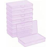 Forever bene 8 Pack Small Plastic Storage Boxes with Lids, Multi-Color Organizer Containers for Jewelry Beads and Crafts, 5.3 x 3.2 x 1.2 in (Pink)