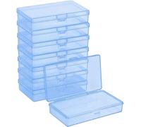 Forever bene 8 Pack Small Plastic Storage Boxes with Lids, Multi-Color Organizer Containers for Jewelry Beads and Crafts, 5.3 x 3.2 x 1.2 in (Blue)