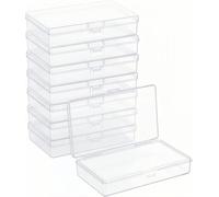 Forever bene 8 Pack Small Plastic Storage Boxes with Lids, Multi-Color Organizer Containers for Jewelry Beads and Crafts, 5.3 x 3.2 x 1.2 in (Clear)