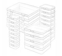 Forever bene Bead Organizer Box, 24 pcs Small Clear Plastic Storage Containers, Craft Storage Box with Hinged Lid and Labels, Mini Boxes for Jewelry, Diamonds, Office Supplies, and More