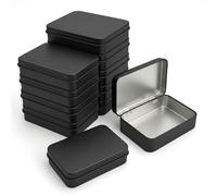 Forever bene Card Tin, Small Metal Tin with Hinged Lid, Rectangular Mini Tin Box 4.5 x 3.5 x 0.9 in, for DIY Organisation, Pocket Storage, Office and Home Use (12, Black)