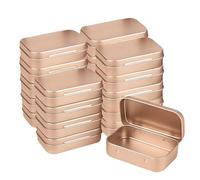 Forever bene Small Metal Box With Lid-Cookie Tins Metal Tins With Lids Lens Wipes Storage Container Mini Portable Box,Empty Hinged Tin (Rose Gold, 20 Pcs 3.7" x 2.4" x 0.8")