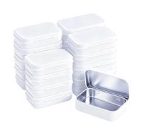 Forever bene Small Metal Tin Box with Hinged Lid, 3.7 x 2.4 x 0.9 in, Empty Tin Containers for DIY Organisation, EDC Storage, Office and Home Use (White, 20 Pcs)