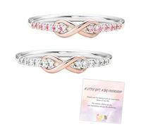 Forever Best Friends Pink Infinity Ring Set, 2Pcs Adjustable Infinity Love Knot Friendship Rings, Best Bitches Promise Friendship Ring Jewelry Gift for Bestie Sister Friend (Pink+White)