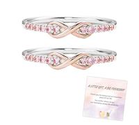 Forever Best Friends Pink Infinity Symbol Ring Set, Best Bitches Infinity Forever Love Knot Ring 2Pcs, Personalized Friendship Promise Stackable Rings Jewelry Gifts for Bestie Sister Friend