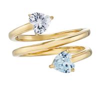 Forever Besties Twin Hearts Birthstone Wrap Ring, Personalized Adjustable Birthstone Jewelry, Anniversary & Birthday Gift (01#,10)