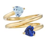 Forever Besties Twin Hearts Birthstone Wrap Ring, Personalized Adjustable Birthstone Jewelry, Anniversary & Birthday Gift (03#,7)