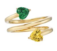 Forever Besties Twin Hearts Birthstone Wrap Ring, Personalized Adjustable Birthstone Jewelry, Anniversary & Birthday Gift (04#,5)