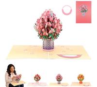 Forever-Blooming 3D Flower Pop-Up Card- Personalized Love Message & Everlasting Bloom,3D Paper Flower Bouquet Pop Up Cards,Forever Flowers Valentine Gift for Girlfriend,Wife,Boyfriend,Husband,Mom (A)