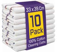 Forever Britain 100% Pure Cotton Large Floor & Dish Cloths for Washing Up 10 Pack, Kitchen Cleaning Cloth, Highly Absorbent, Multi-Purpose Dusters for Home (33 x 39 Cm)