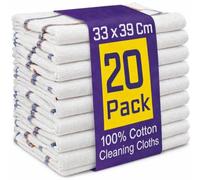 Forever Britain 100% Pure Cotton Large Floor & Dish Cloths for Washing Up 20 Pack, Kitchen Cleaning Cloth, Highly Absorbent, Multi-Purpose Dusters for Home (33 x 39 Cm)
