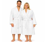 Forever Britain Bathrobe for Men Luxury White Terry Towelling Dressing Gown, Ultra-Soft 100% Cotton, Shawl Collar, Deep Pockets, Extra Large - Absorbent Bathrobe for Men for Spa, Hotel and Home