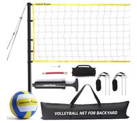 Forever Champ Volleyball Net Outdoor - Includes 32x3 Feet Regulation Size Net, 8.5-Inch PU Volleyball, Carrying Bag, Boundary Lines, Steel Poles & Pump - Volleyball Net for Backyard, Beach, or Pool