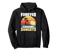 Forever Chasing Sunsets Retro Summer Design Beach Vacation Pullover Hoodie