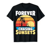 Forever Chasing Sunsets Retro Summer Design Beach Vacation T-Shirt