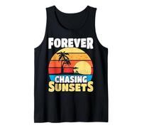 Forever Chasing Sunsets Retro Summer Design Beach Vacation Tank Top