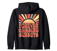 Forever Chasing Sunsets, Vintage, Beach, Summer, Surfing Zip Hoodie