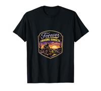 Forever Chasing Sunsets Vintage Biker Badge T-Shirt