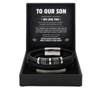 Forever Connected Son'S Customized Bracelet,Mens Bracelet,Stainless Steel Material,Son Bracelet from Mom,Custom Engraving Available (To Our Son)