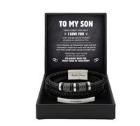 Forever Connected Son'S Customized Bracelet,Mens Bracelet,Stainless Steel Material,Son Bracelet from Mom,Custom Engraving Available (To My Son)
