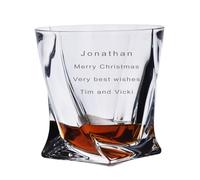 Forever Crystal Personalised Quadro Tumbler Glass, Quirky Contemporary Design with Twisted Profile, Engraved with Your Own Message, Satin Presentation Gift Box