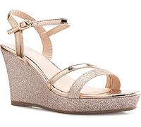 Forever FQ22 Women's Glitter Strappy Wrapped Wedge Heel Platform Sandals, Rose Gold-1, 5 UK