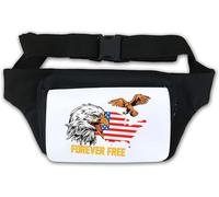 Forever Free Bald Eagle United States Flag Map Graphic Waist Bag Fanny Pack White