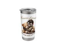 Forever Friends: Baby Spider Monkey & Teddy Bear Hug Stainless Steel Insulated Tumbler