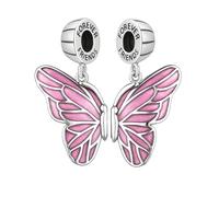 Forever Friends Butterfly Charm Set for Pandora Moments Bracelets 925 Sterling Silver Bead with Pink Enamel Wings Her Girls Women Friendship - Gift boxed