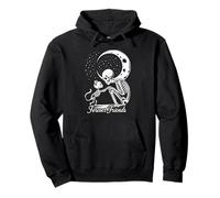 Forever Friends Skeleton Cat Gothic Moon Halloween Art Pullover Hoodie