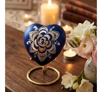 Forever Heart Keepsake Urn with Stand Honor Your Loved One with Mini Urn Heart Shaped, Heart Cremation Urn (Blue Rose)