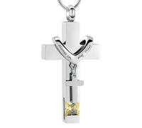 Forever in My Heart Birthstone Personalized Double Cross Urn Pendant Cremation Jewelry for Ashes Cross Ashes Keepsake