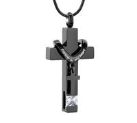 Forever in My Heart Birthstone Personalized Double Cross Urn Pendant Cremation Jewelry for Ashes Cross Ashes Keepsake