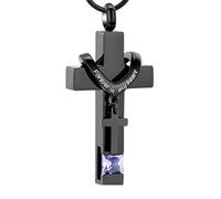 Forever in My Heart Birthstone Personalized Double Cross Urn Pendant Cremation Jewelry for Ashes Cross Ashes Keepsake